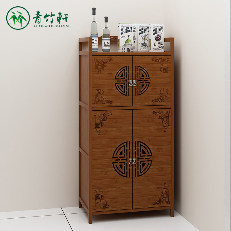 Cabinet storage cabinet dining cabinet multi-functional economical kitchen rack bamboo simple assembly cabinet microwave cabinet