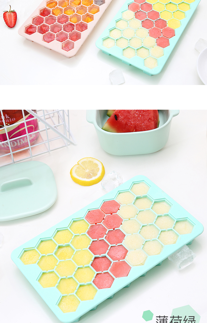 Wisdom Lady Silicone Ice Cube Khuôn 38 Lưới Honeycomb Ice Cube Box with Ice Box Baby Food Box Frozen Ice Cube - Tự làm khuôn nướng khuôn rau câu trung thu