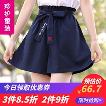 Girls  shorts Summer childrens girls summer thin safety trouser skirt Large children wear casual wide-leg five-point pants outside