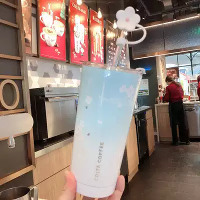 costa straw cup insulation stainless steel water cup Large capacity portable accompanying cup with lid Coffee cup spot