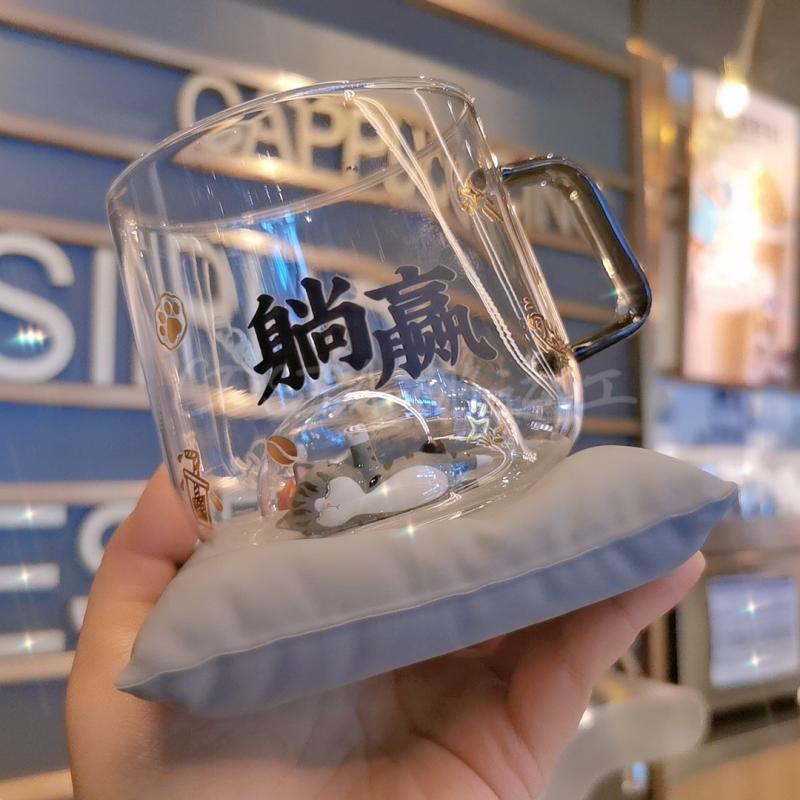 costa × wu Real ten thousand Sleeping Cat Discoloration Glass Cup Coffee Cup Milk Cup Office Tea Cup Gift Box Loaded Spot