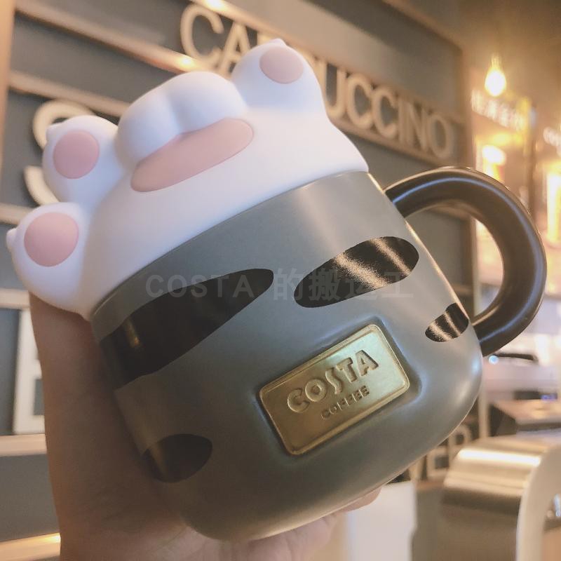 costa Our Emperor ten thousand Sleeping Cup Deacon's Paw Ceramic Mark Cup Silicone Dust Cap Badge Coffee Cup 280ml