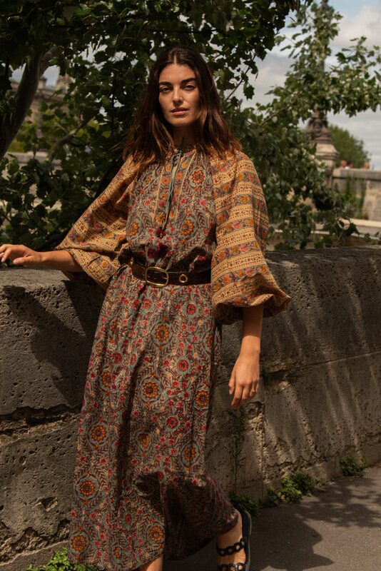 Hy Indian Long-Staple Cotton Hand-Printed Plant-Dyed Dress, Light Luxury Item Hy Indian Long-Staple Cotton Hand-Printed Plant-Dyed Dress, Light Luxury Item