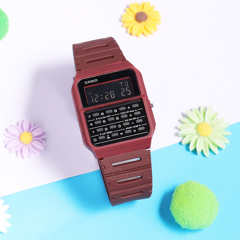 Casio Casio Retro Calculator Watch Waterproof Table Red Student Electron Table Ca 53wf 4b