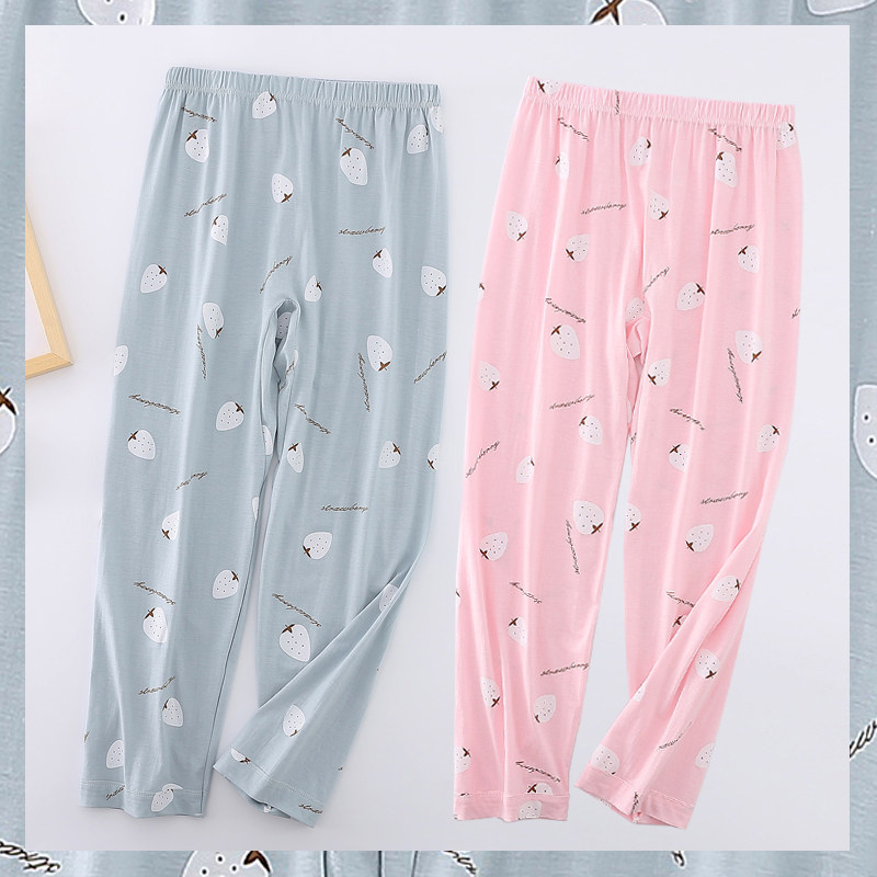 Lady's pure cotton pajamas spring summer air conditioner pants lady loose yard trousers full cotton trousers