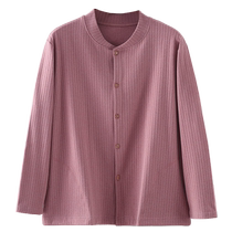 Middle-aged and elderly cardigans autumn clothes for mothers brushed thickened single-piece tops double-breasted buttoned thermal underwear bottoming shirts
