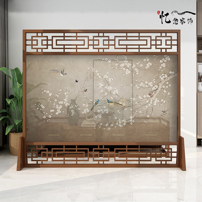 Solid wood Zen seat screen screen screen screen partition wall living room home decoration hotel tea room hollow