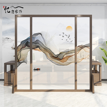  Chinese-style entrance door solid wood screen partition wall living room entrance occlusion home office brake semi-transparent decorative seat screen
