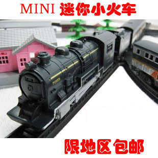 Limited area small simulation electric toy track train model steam machine train set 1638D