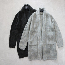 Export Italy original single autumn and winter thick wool thick wool female long loose casual mohair cardigan coat