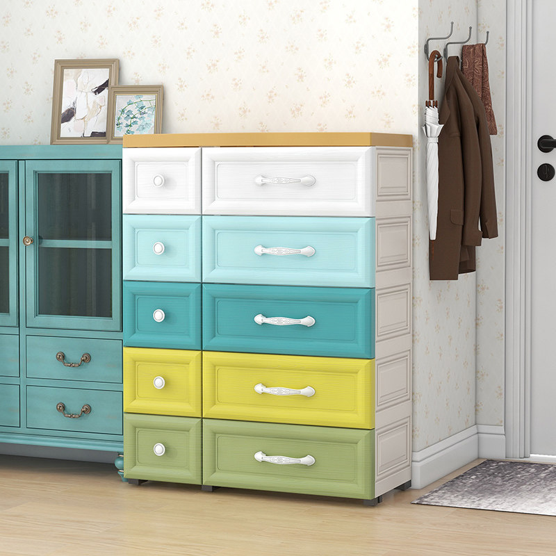 74cm thickened king-size drawer storage cabinet European baby children's wardrobe Chest of drawers Plastic storage cabinet