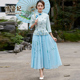 Republic of China gió lớn đang retro khóa Trung Quốc Tang quần áo áo khoác gió của Trung Quốc được cải thiện Han trà quần áo váy sườn xám hai mảnh bộ
