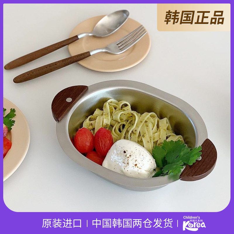 Korean Polaathome Style Kidsren's Bowl, Anti-Fall, Anti-Scalding, Food-Grade Stainless Steel with Handle, Large-Capacity Korean Tableware