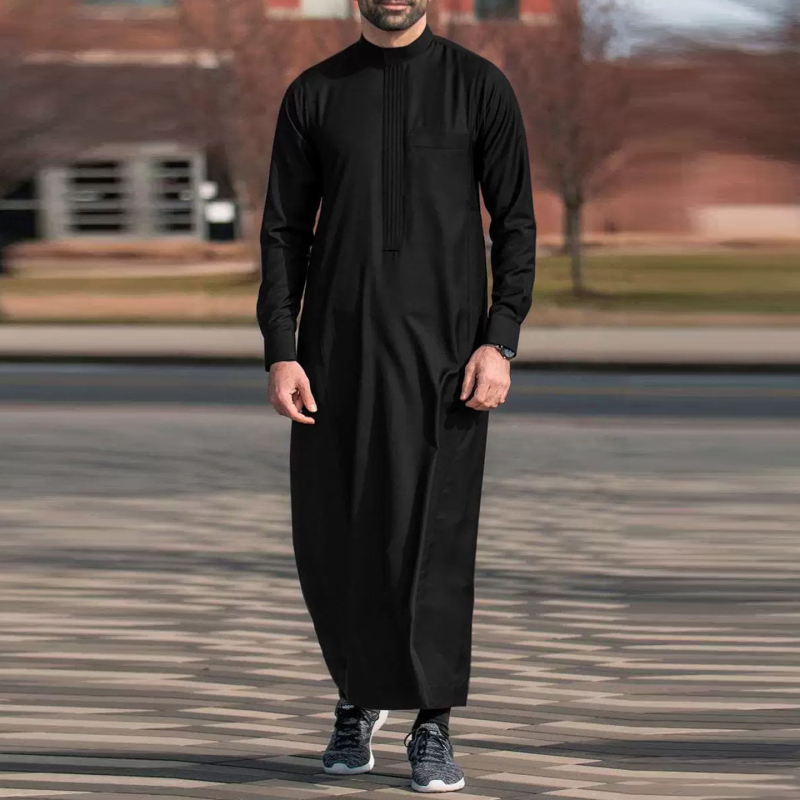 Moroccan Men's Robe Ethnic Clothing Long Robe Stand Collar Embroidered Loose Men's Robe Jumpsuit Coat Long Shirt
