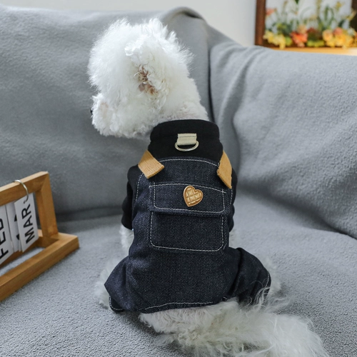 Собачья одежда Бишон Померанская маленькая собачья весна и осенняя красивая джинсовая комбинезон повседневная четвероногий одежда удобно