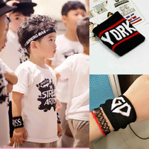 Childrens sports wristbands boys and girls hip-hop street dance accessories childrens fashion cool letters knitted wrists