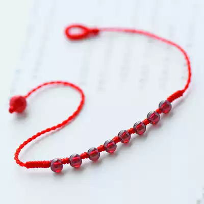 Qingxiangtai natural wine red garnet foot rope female life lucky hand woven red rope foot simple gift