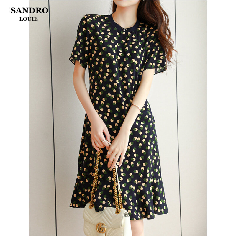 Day Ensemble Light Extravaganza 2022 New Real Silk Dress Sauna Silk with a long version of Poldot Dresses