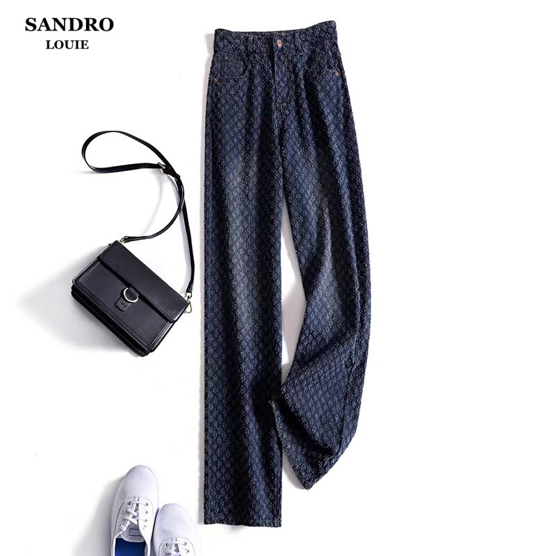 Day Faculty light extravaganza 2022 Early spring new muscular sense High waist jeans comeback Loose Straight Cylinder Wide Pants Children