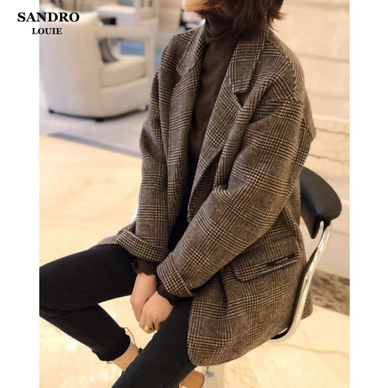 Japanese light luxury plate double-sided suit coat female coffee temperament and loose small person with cashmere coat