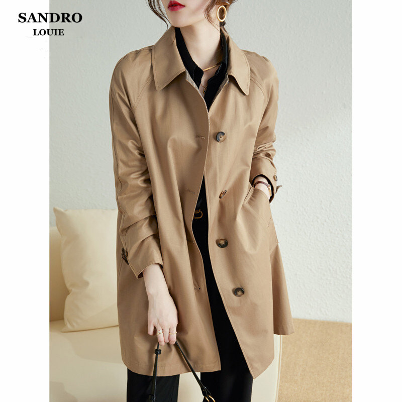 Day Faculty light extravaganza 22 years new card with its colour single row of Inn Wind Coat Windsuit Woman Medium Long version of small sub-coat