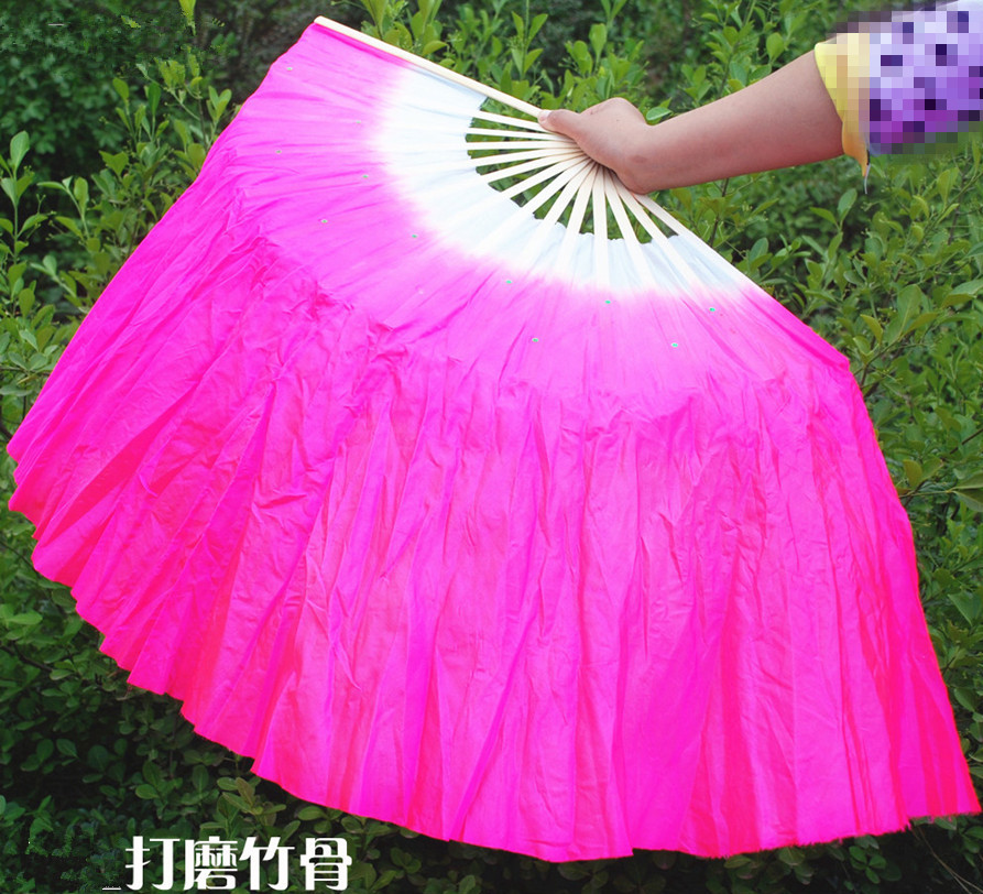 Dance fan double-sided Yangko fan 1 2 feet floating head 35 cm 45 cm imitation silk fan dance props