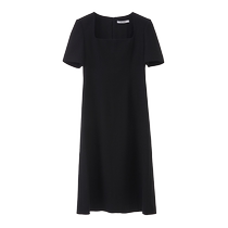 Langzi French retro small fragrant square collar temperament skirt womens 2024 summer new black pink dress