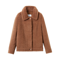 Langzi wool camel hair retro elegant jacket coat high-end womens 2024 winter new imitation fur