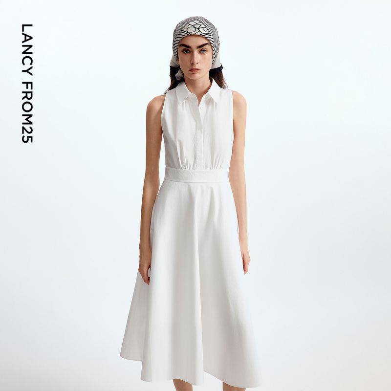 【Yang25 Series】Langzi Cotton A-Line Dress Sleeveless High-End Vacation Dress 2025 Summer New Arrival
