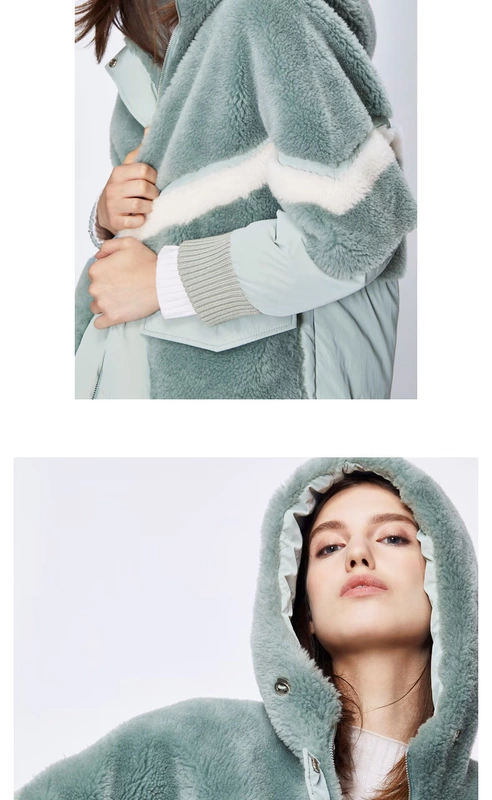 Longzi lông phụ nữ mùa thu và mùa đông mới thiết kế tương phản len khâu xuống áo khoác áo khoác - Faux Fur
