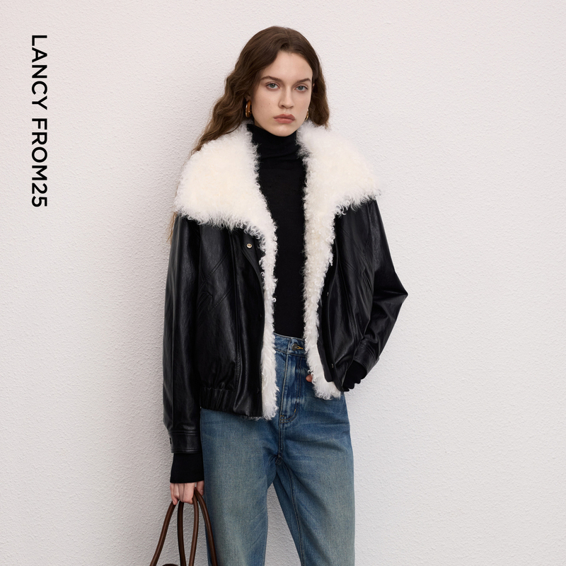 【Langzi 25】Detachable Fur Collar 90% White Goose down Jacket Pu Leather Imitation Leather Coat 2026 Winter New Model 【Langzi 25】Detachable Fur Collar 90% White Goose down Jacket Pu Leather Imitation Leather Coat 2026 Winter New Model