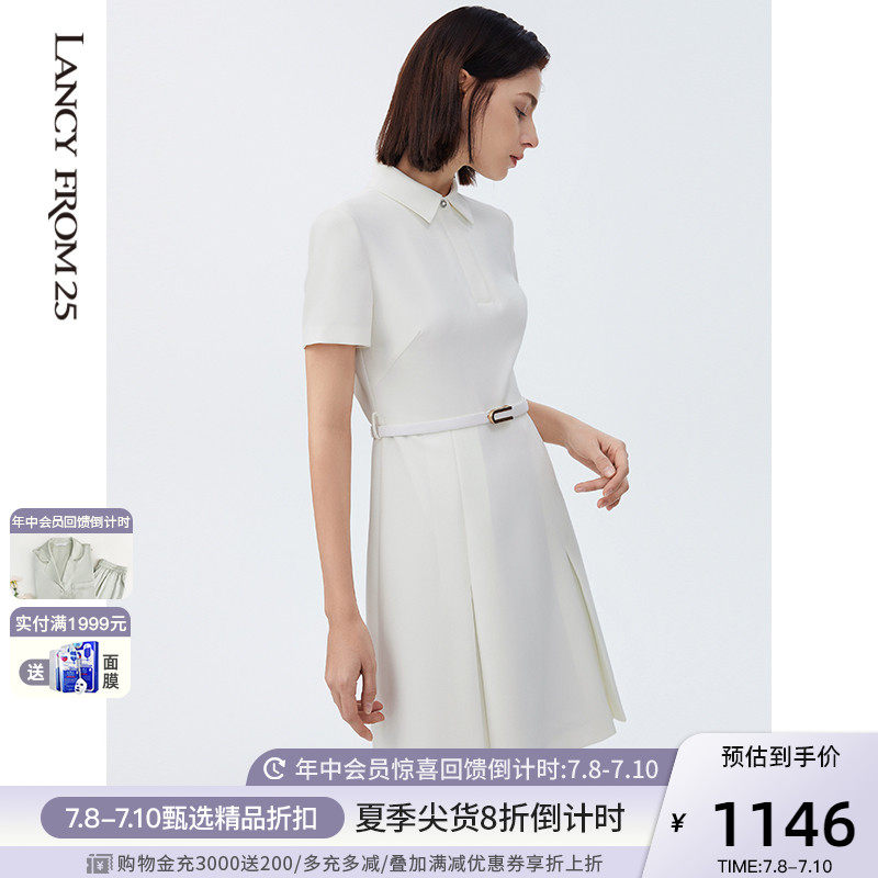 Lanpose Black white Thin Light Dress Shirt POLO Ocean Dress Woman 2022 Summer New Little Black Dress Superior