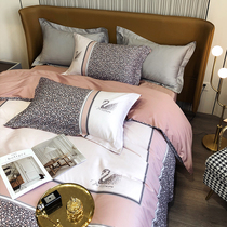 European light luxury style simple 60 pieces of tribute satin long-staple cotton cotton cotton four-piece cotton quilt cover quilt bedding