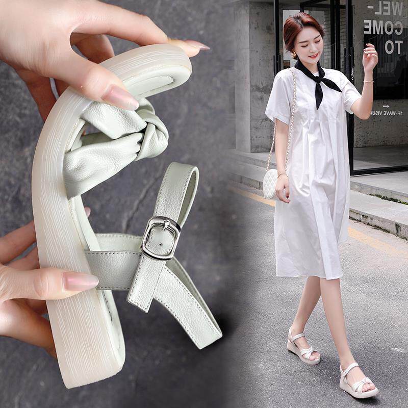 Hong Kong leather beef tendon bottom sandals women's fairy style thick-soled soft-soled women's shoes summer 2022 new shoes women's all-match