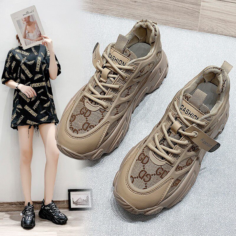 Tide brand net red show feet small old shoes female spring and autumn all-match ins tide super hot sneakers retro thick bottom platform shoes