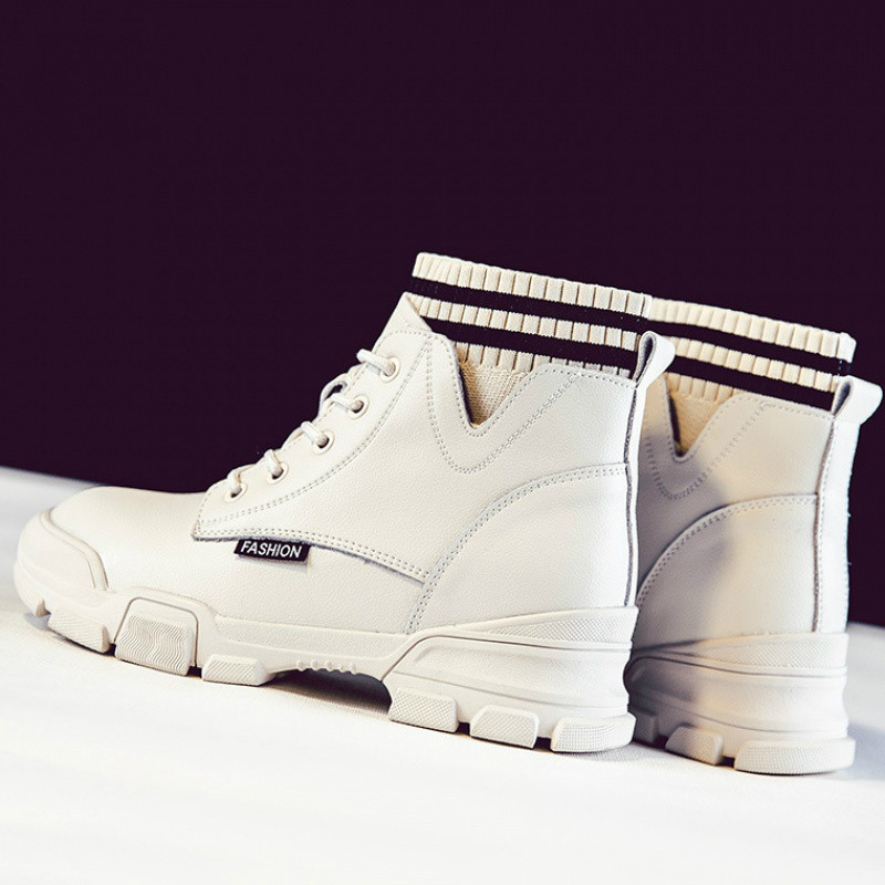 Hong Kong white Martin boots women's winter plus velvet 2020 new British style all-match snow boots inner heightening short boots