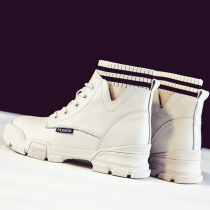 Hong Kong white Martin boots womens winter plus velvet 2020 new British style all-match snow boots inner heightening short boots