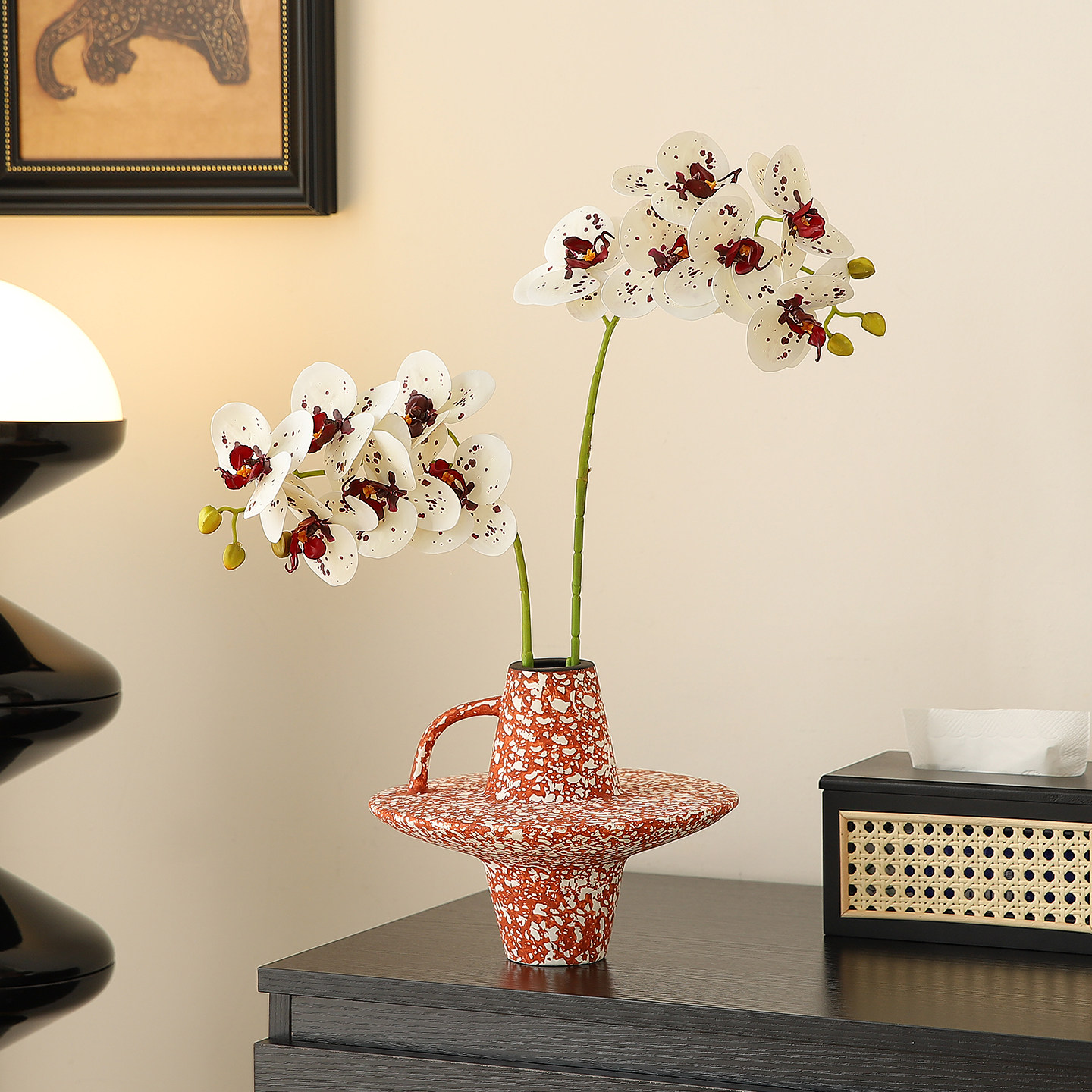 French-Style Medieval Wabi-Sabi Ceramic Vase Ornaments for Living Room Flower Arrangement, Light Luxury Art, High-End Living Room Home Decoration