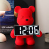 Light Luxury Violent Bear Electronic Clock Desktop Ornament Table Clock Display Children's Girl Creative Clock Decoration