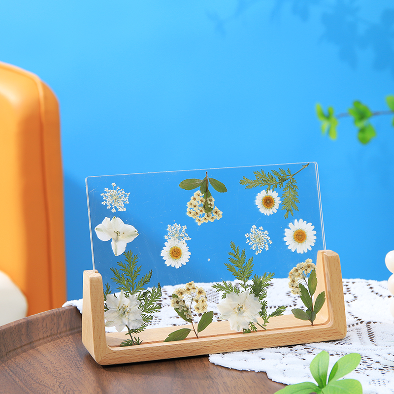 Photo frame diy swing table with dried flowers, handmade creative pledge flower plant specimen 6 inch solid wood frame solid material bag-Taobao