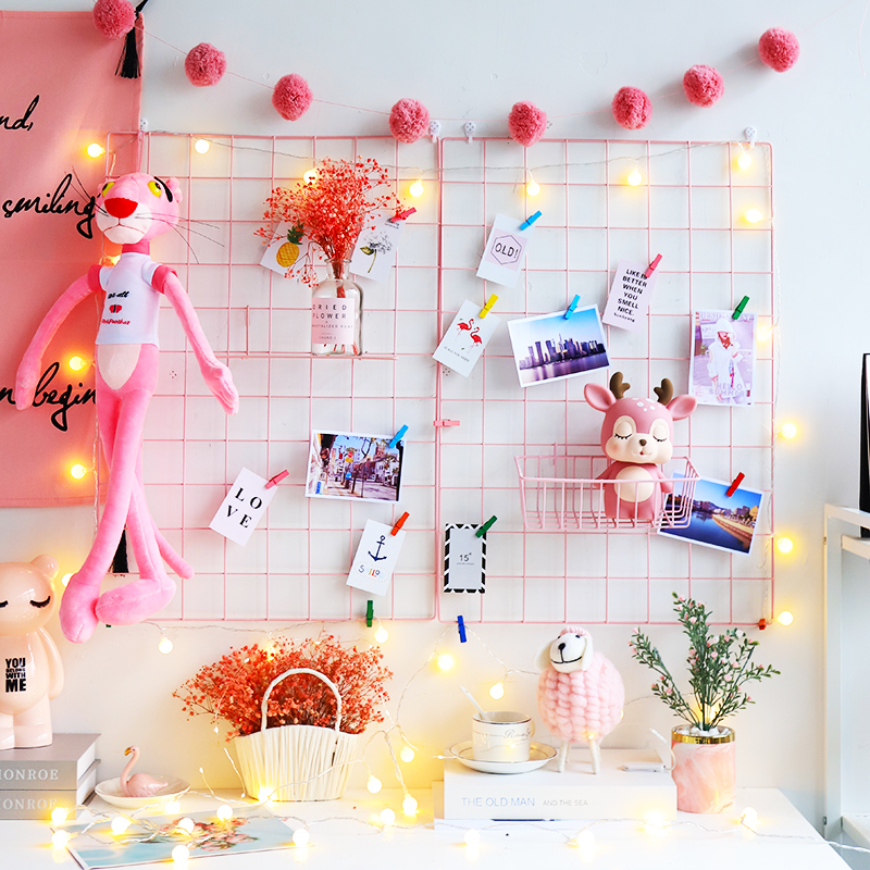Grid photo wall decoration dormitory bedroom renovation decoration net ins girl heart room decoration photo frame hanging wall