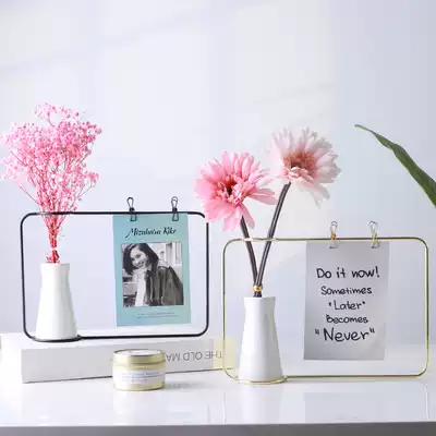 Nordic simple wrought iron photo frame ins creative home living room TV cabinet decoration personality flower arrangement decoration photo painting