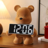 Light Luxury Violent Bear Electronic Clock Desktop Ornament Table Clock Display Children's Girl Creative Clock Decoration