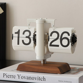 Automatic Page-Turning Clock Desktop Ornament Retro Mechanical Watch Table-Style Tech-Sense Digital Electronic Clock Decoration