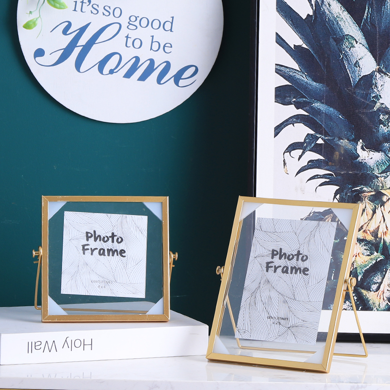 Iron photo frame in Northern Europe light luxury glass 6 inch 7 inch personality creative modern minimalist children