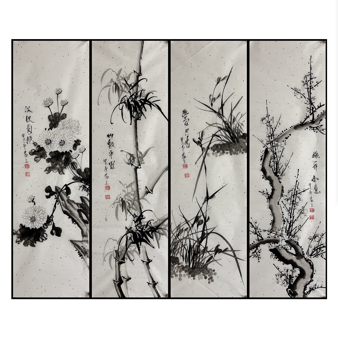 【本日限定価格】啓功 梅蘭竹菊 四条屏 中堂画｜水墨画・実物撮影 本日限定価格】啓功 梅蘭竹菊 四条屏 中堂画｜水墨画・実物撮影 - メルカリ