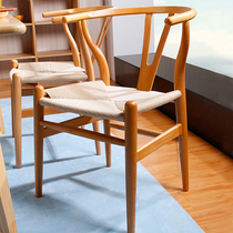 Nordic solid wood dining chair niu jiao yi president yi simple computer chair café lounge chair study shu yi parlor chair
