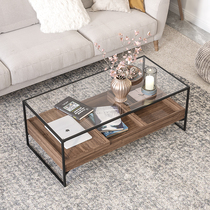 Nordic tempered glass coffee table light luxury modern simple living room small apartment double storage mini coffee table tea table