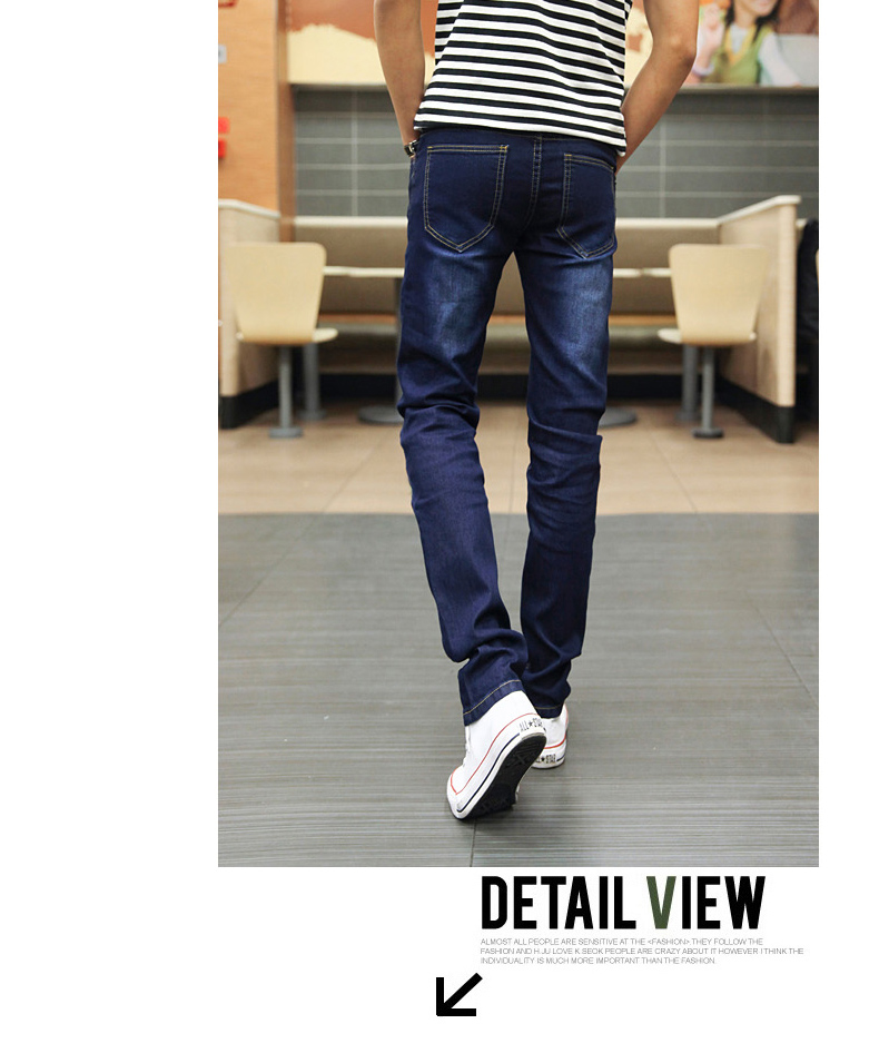 Mùa hè mỏng stretch nam jeans nam casual slim feet quần Hàn Quốc phiên bản của xu hướng của đen thẳng quần dài