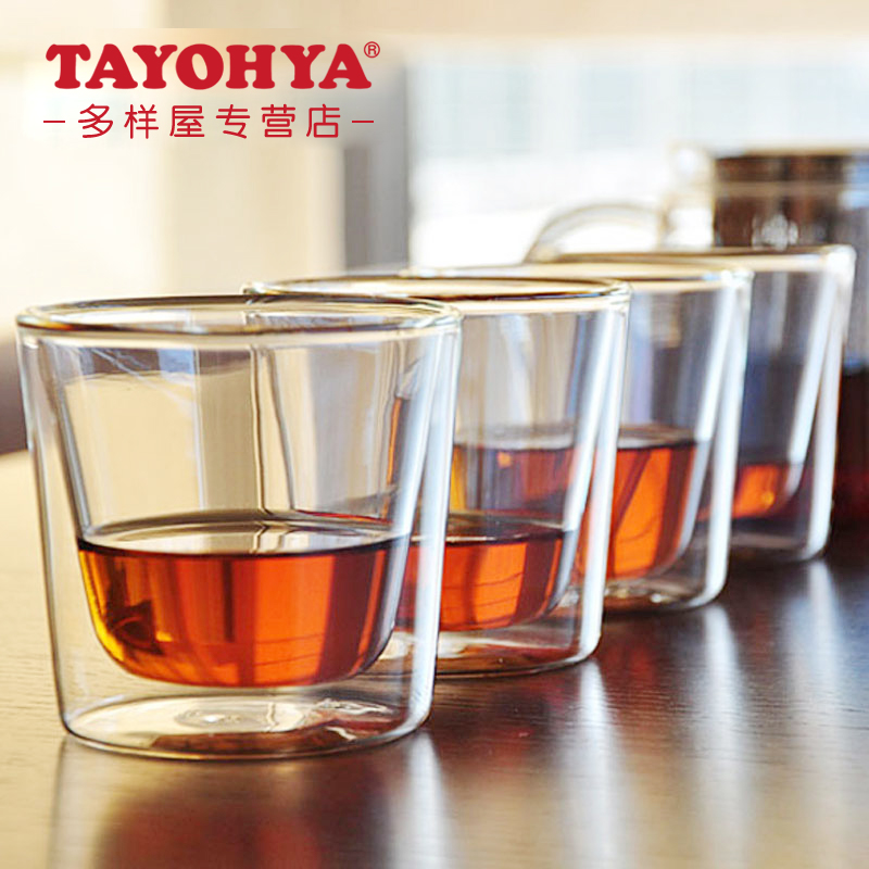TAVIOYA diverse house Minerox Four copies of transparent water glass double layer high boron silicon heat resistant glass coffee cup